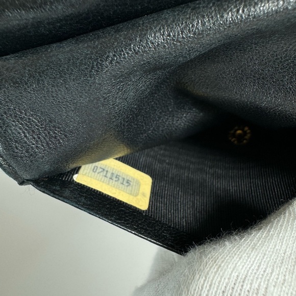 100% Authentic CHANEL Calf Skin Bifold Wallet Black CC Compact Coin Stitched - Picture 10 of 14